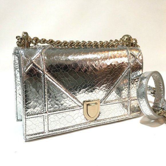 Dior Handbags - AUTHENTIC UNUSED DIOR Small flap DIORAMA Shoulder Bag Silver/GoldHW